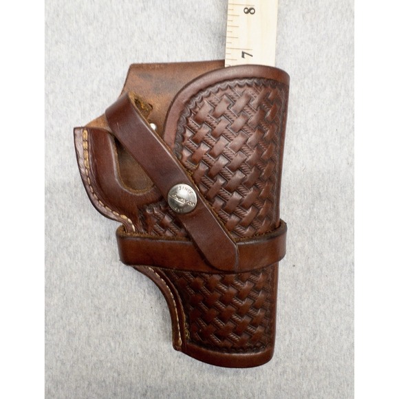 Vtg George Lawrence Brown Leather Basket Weave Holster ICB 654 Outdoors Utility - Picture 12 of 12
